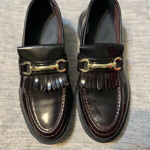 Dr. Martens Burgundy Loafers with Gold Accent